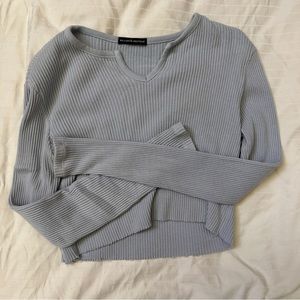 Brandy Melville Long Sleeve Ribbed Crop Top - Pale Purple